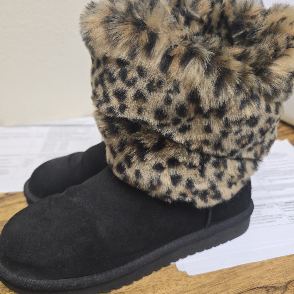 Leopard Print Faux Fur Winter Boots